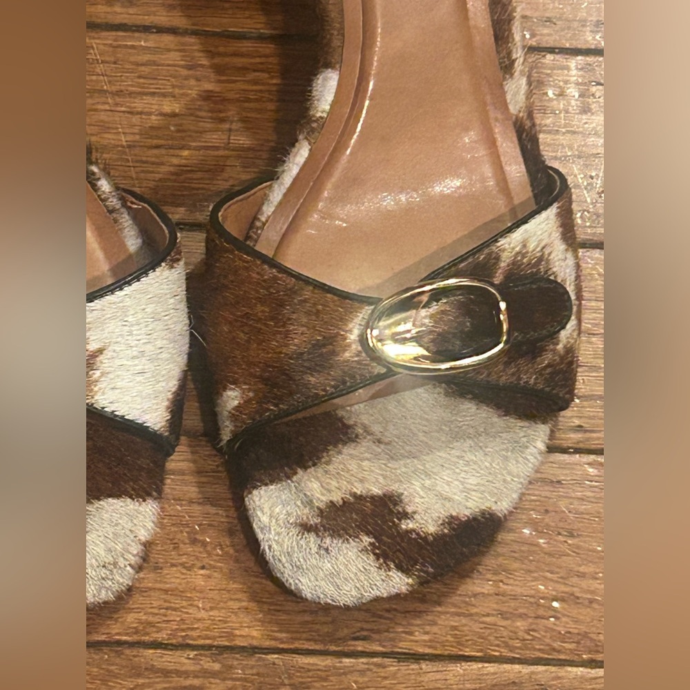 Steve Madden Brown and Cream cow print Heeled Sandals size 9 - Picture 3 of 10